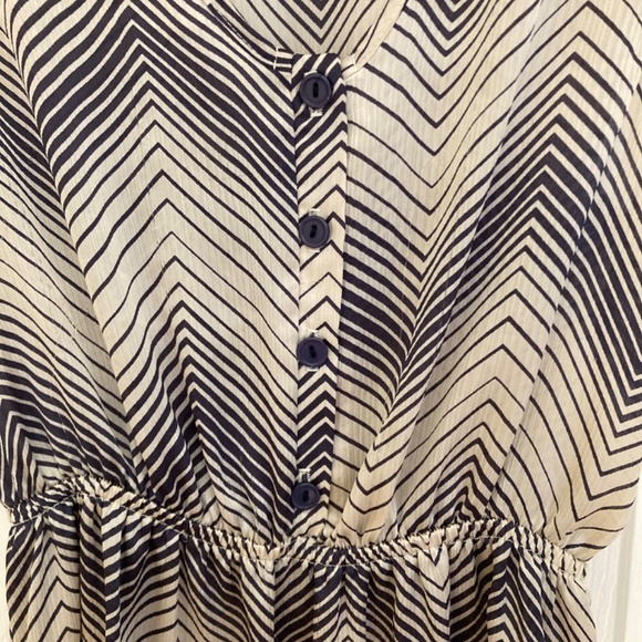 Vintage Silk A-line Bee Stitched Chevron Dress Small - Picture 5 of 6